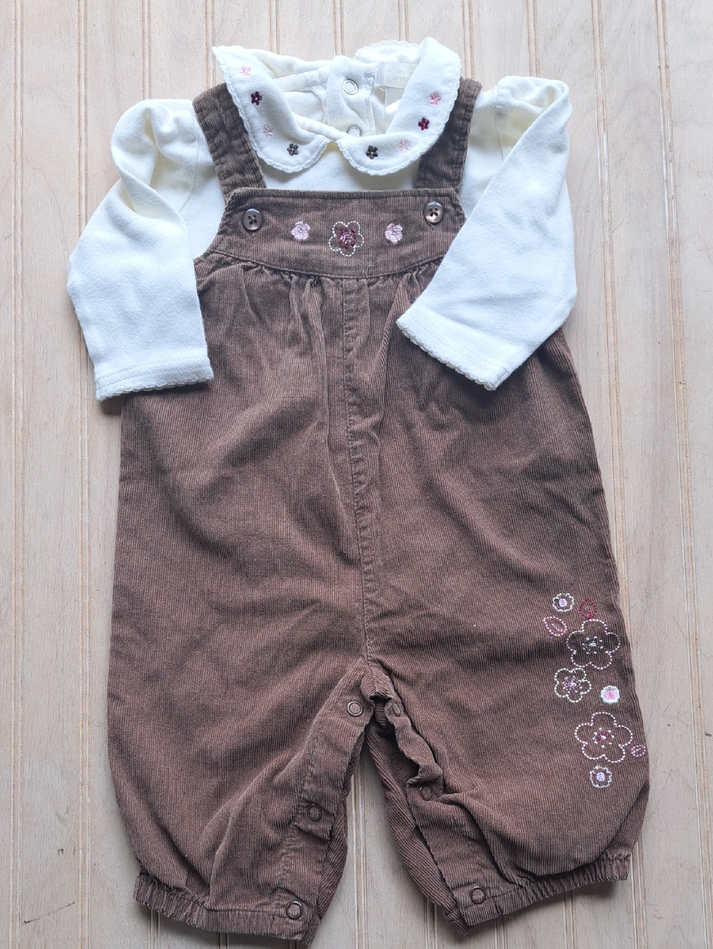 Corduroy First Moments Layette Overalls & Bodysuit Set 100% Cotton Baby Outfit